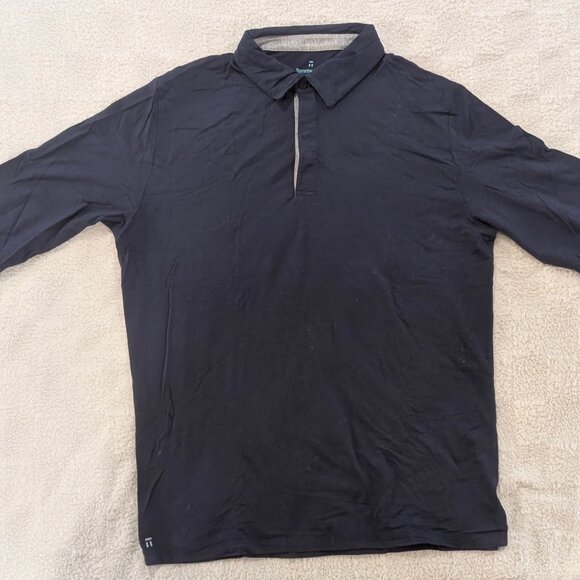 Tommy John Men's Second Skin Long Sleeve Polo Size Medium Dress Blues - Picture 1 of 3